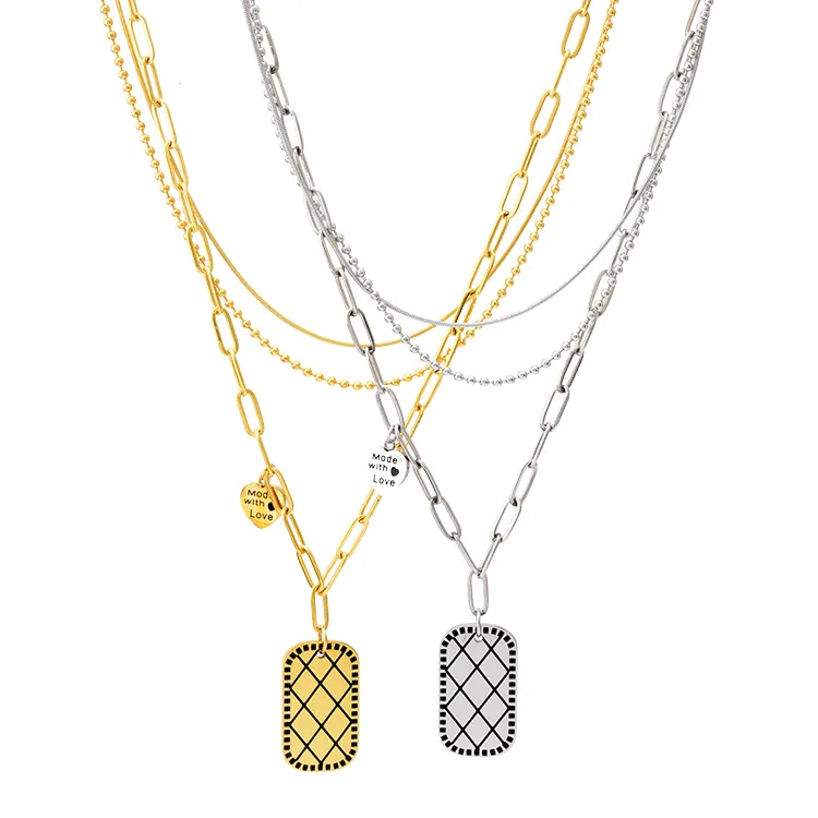 

three-layer mixed letter love chain necklace pendants for fashion necklace 2021 trendy, Picture shows