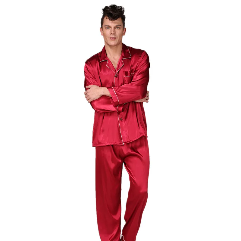 

Mens pajama set long sleeve Top and Pant Plain Color Customized men's Sleepwear, Various pure color designs