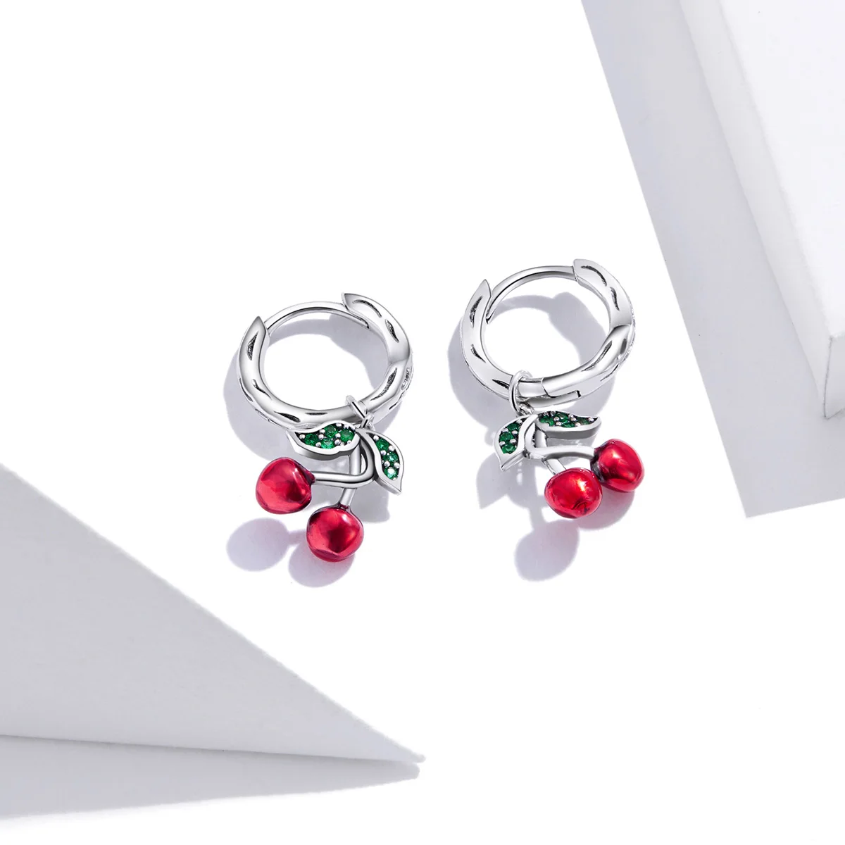

Professional Custom Beautiful 925 Sterling Silver Solid Fruit Sweet Cherry Stud Earrings