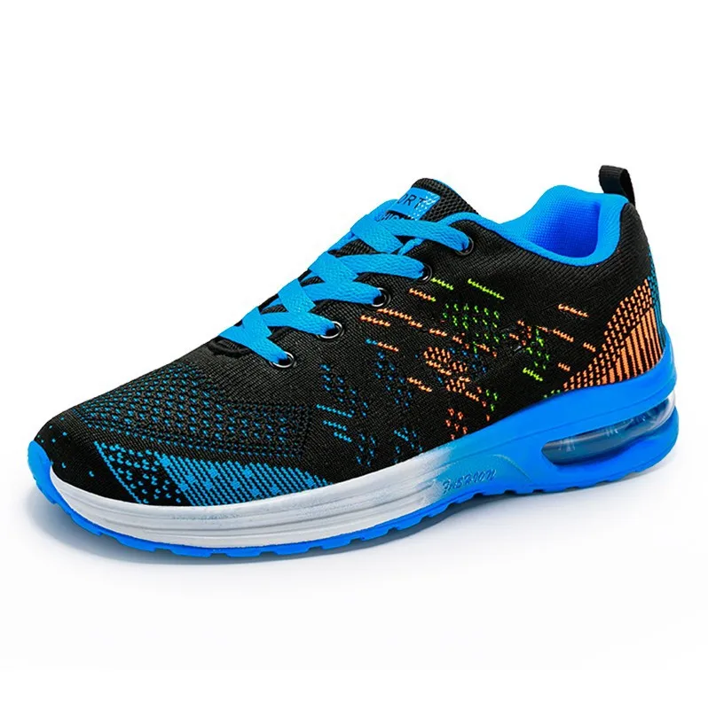 

2021 new hot-selling men's flying woven air cushion sneakers PU cushioning air cushion soles are soft and breathable, Picture