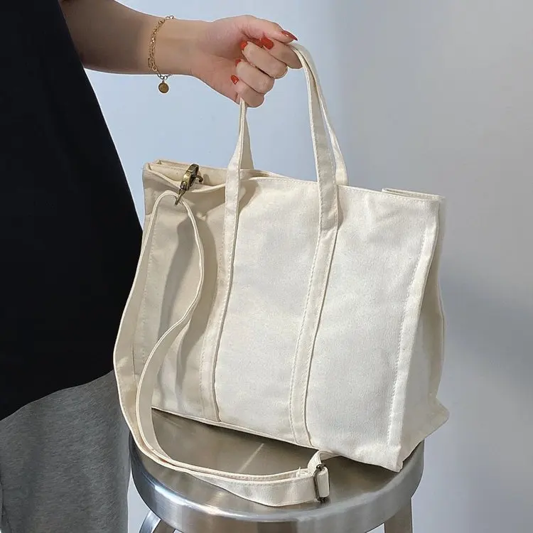 

Customized logo fashion luxury women reusable zipper handle portable cotton shopping bag, Any color are available