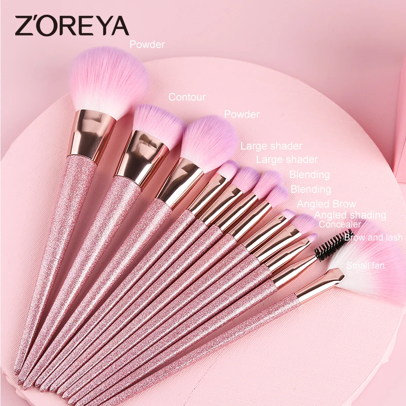 

Amazon 12pcs Makeup Brush Set Pink Shiny Professional Cosmetic Brush Kits