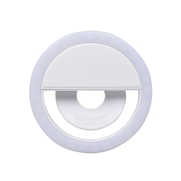 

Mobile Phone Clip On LED Selfie Ring Light Rechargeable Smart Phone Selfie Light, White/pink
