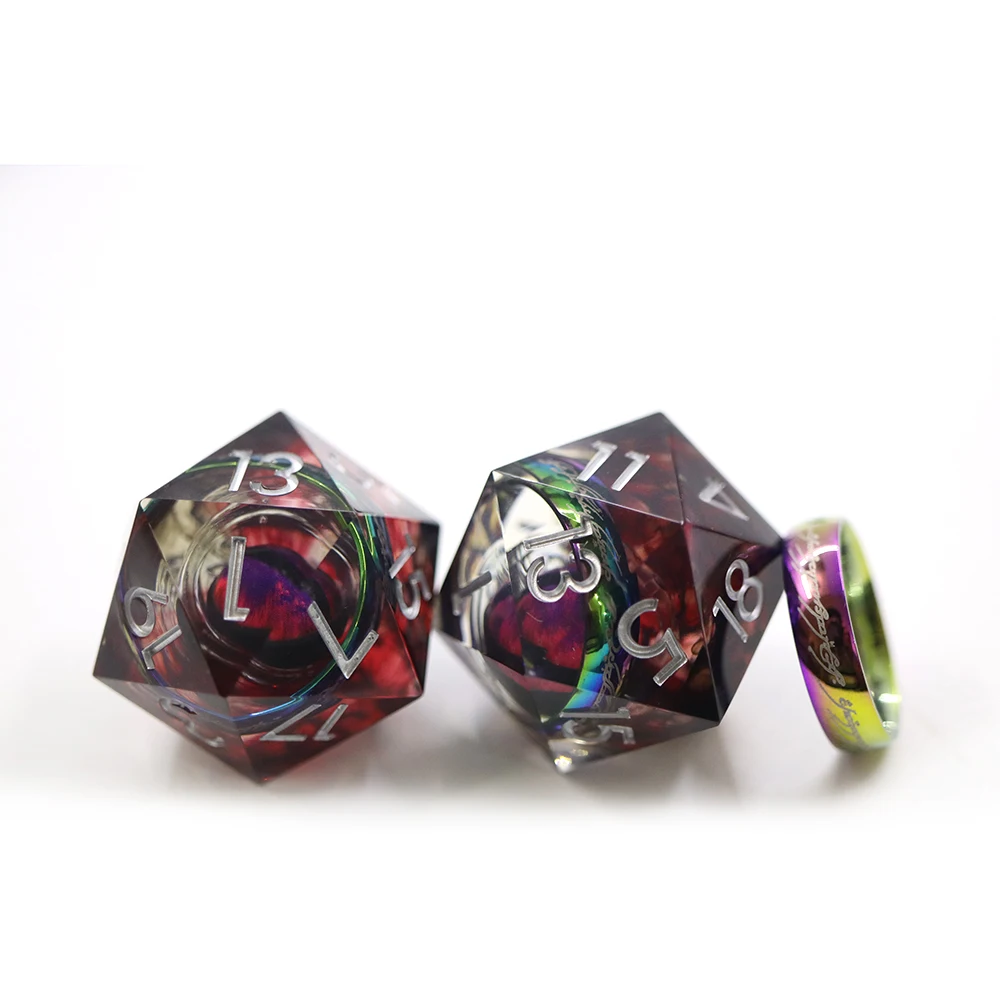

Wholesale 33mm transparent red single inlaid ring resin dice in China