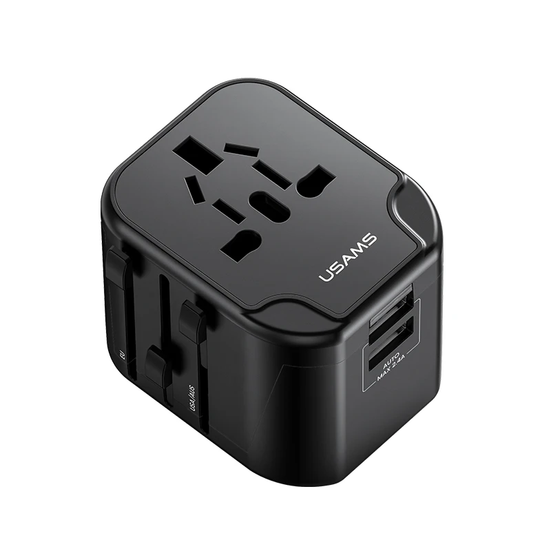 

USAMS CC173 Travel Adapter Universal Travel Adapter Fast Charger Worldwide EU/UK/US/AU Charger Adapter