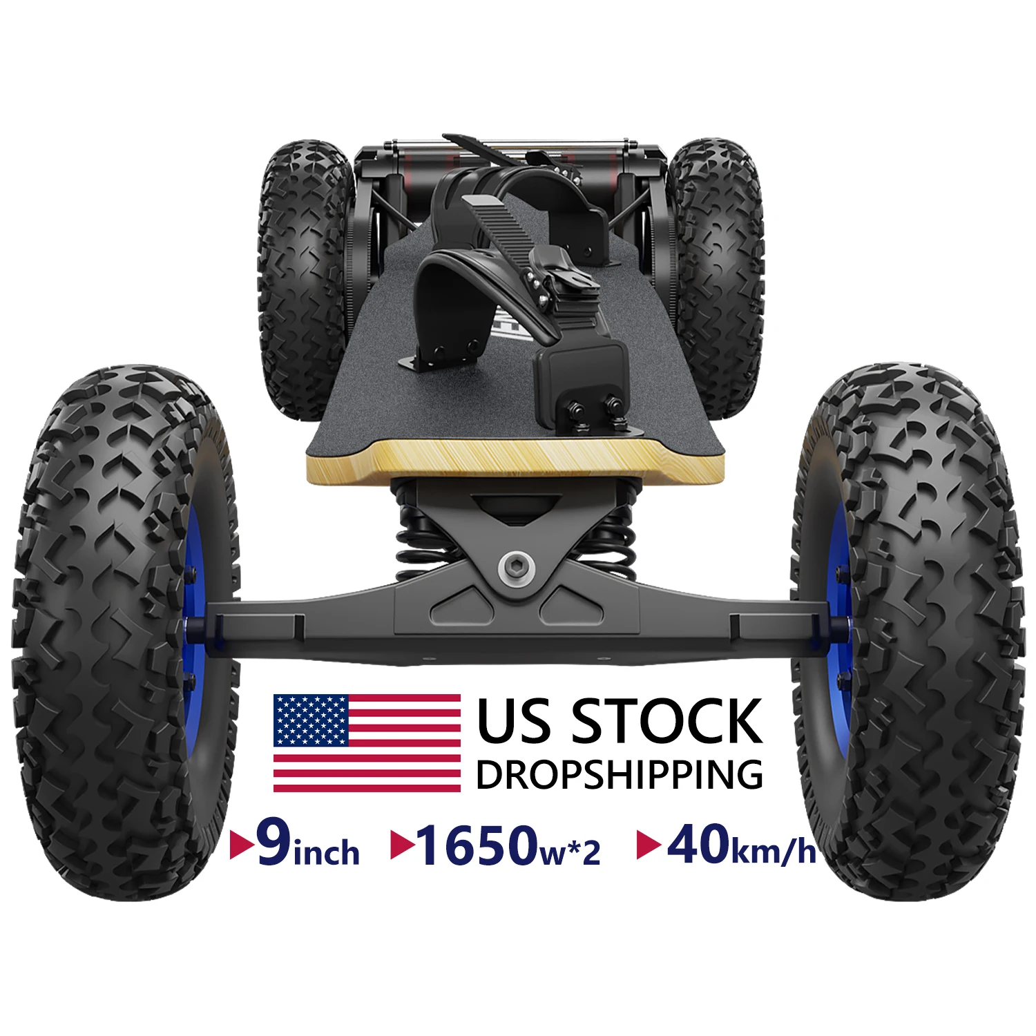

Terrain off Road Electric Skateboard belt driver Dual Motor Each 1650W*2 Remote Control Max Load 180kg with USA warehouse