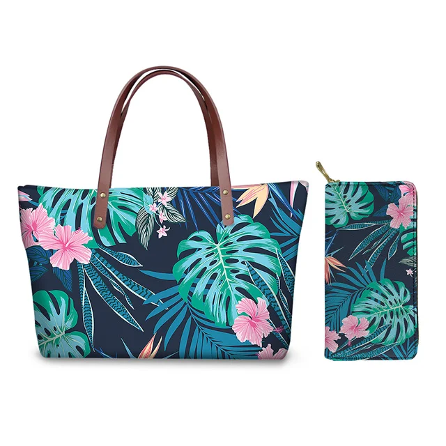 

Makeup Bag White Letter Green Hawaii Leaf Blue Purses 2021 Handbags Mom Gift Mother's Day Cosmetic Bags & Cases Shopping Handbag, Customized color