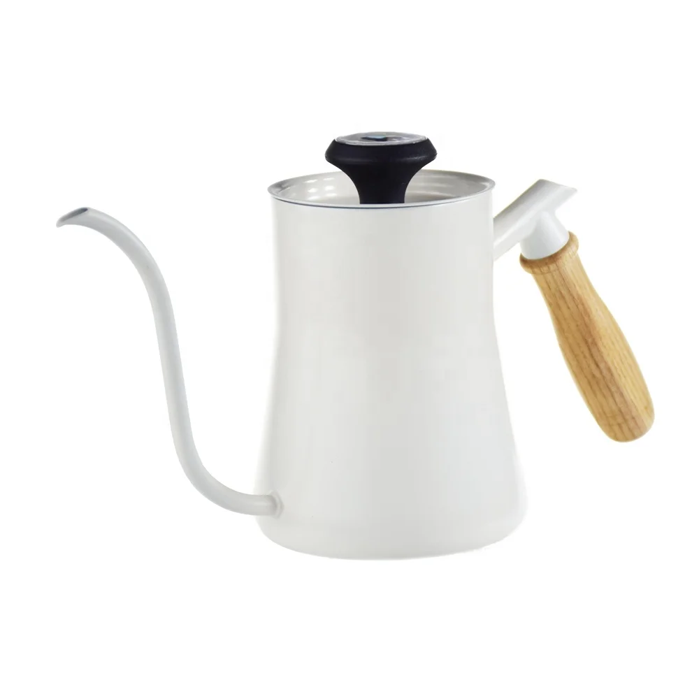 

Pour Over Kettle with Thermometer Gooseneck Kettle Tea Pot with Wood Handle Stainless Steel Drip Coffee and Tea Brewing, Black/ blue/white