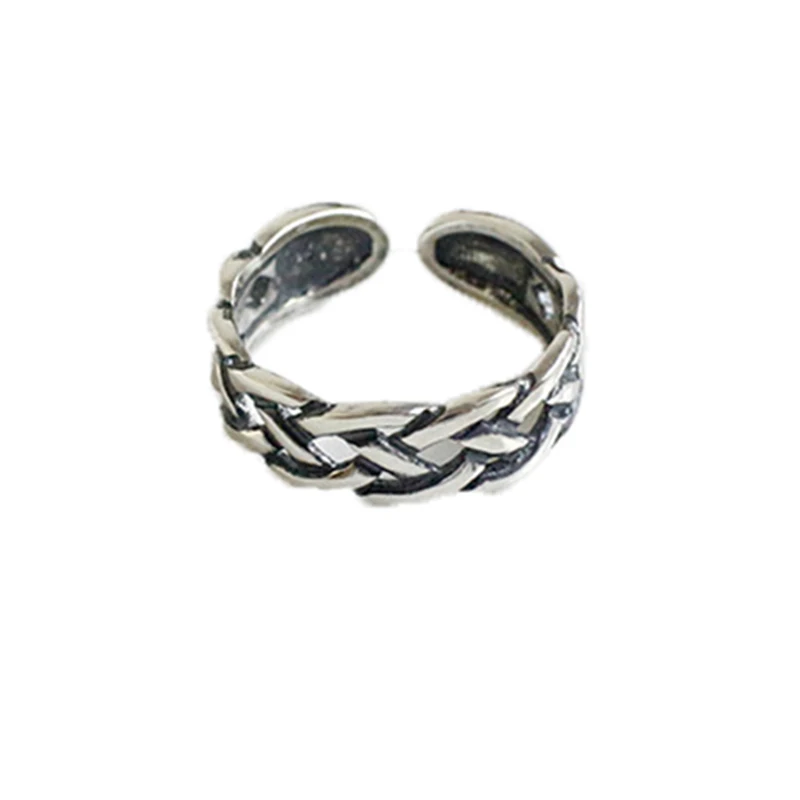 

Weaving minimalist fashion classic men rings sterling silver 925 jewelry for women