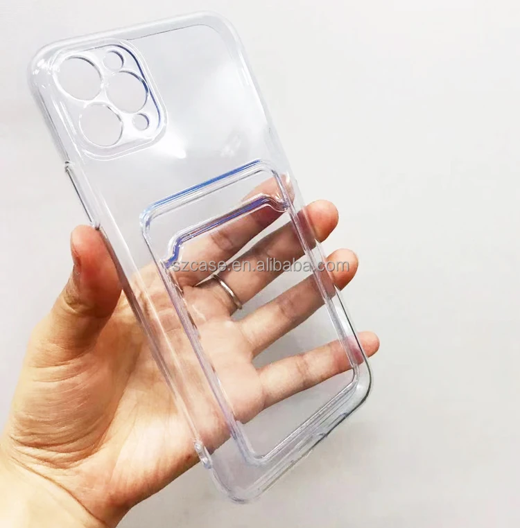 

Great Style 1.5mm Purple Light No Yellowing Card Slot Design Transparent TPU Cell Mobile Phone Back Cover Case For Iphone 12