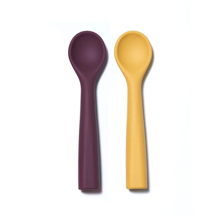 

Bpa free eating food feeding spoon silicone baby feeder spoon baby training spoon pro, Natural