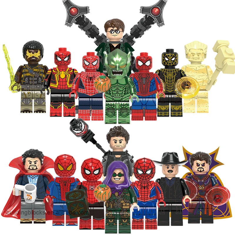 

New X0328 X0331 Super Heroes Spider No Way Home Green Goblin Dr Octopus Character Building Block Bricks Figure Educational Toy