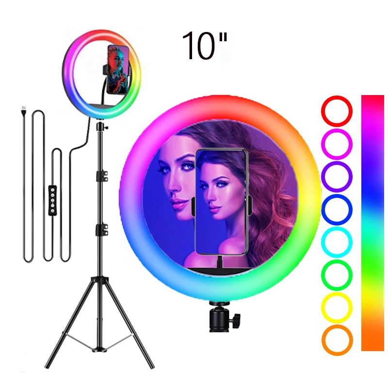 

16 colors change photograph live smd rgb ring lighting 10inch/26cm makeup led ring light rgb
