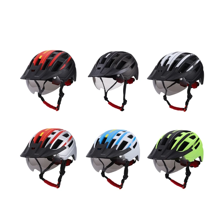 

MONU MTB Sport Helmet City Riding Bike Helmets with USB LED light Lens Visor Men Women Cycling Helmet for Adults, 10 colors, custom