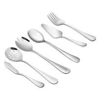 

Buffet Serving Utensils Spoons Set 6 Pieces Stainless Steel Dinner Set Knife Fork Spoon Set