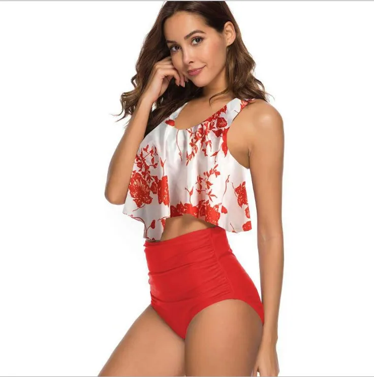 

2020 Hot Sale New Fashion Explosion Model Plus Size Belly Cover Custom Low MOQ String Bodysuit Girl Swimsuit Ladies Split Bikini, Image