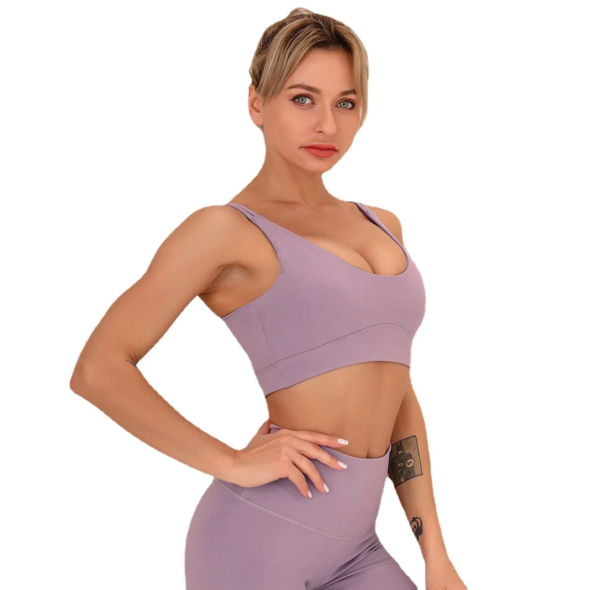 

Favorable price women gym fitness custom sports bra and leggings high strength powerful running leisure yoga set