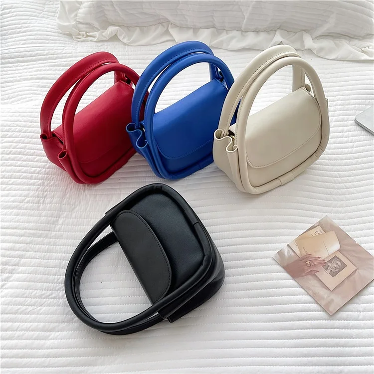 

Solid color popular shoulder bag simple trend crossbody bag fashion retro flap Korean women handbag small square bag