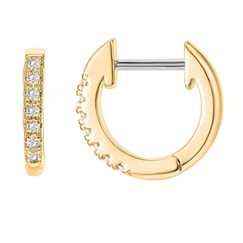 

925 Sterling Silver 14K Gold Plated Cubic Zirconia Cuff Earrings Hoop Huggie Stud For Womens Earring jewelry, Gold silver