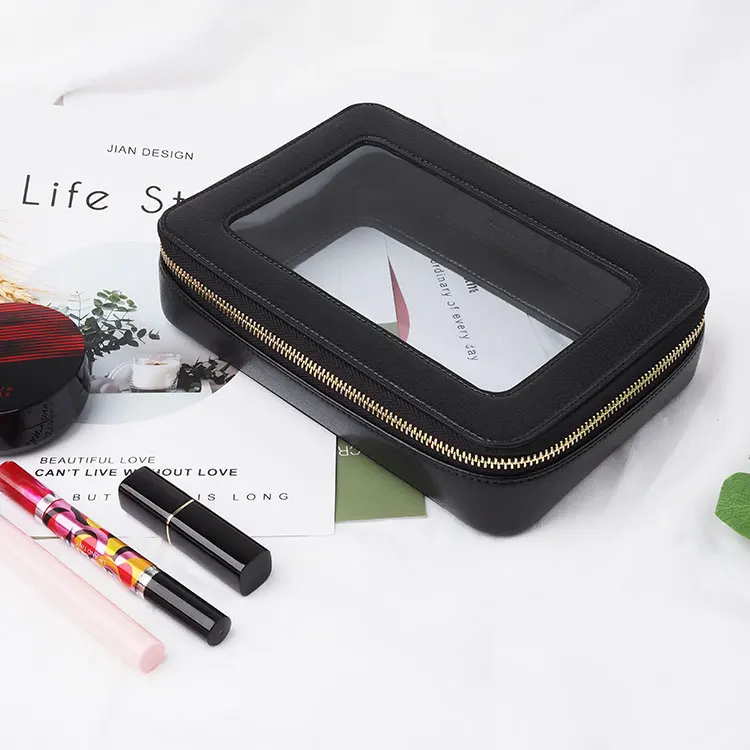 

Christmas genuine leather canvas and letter customization logo cosmetic bag