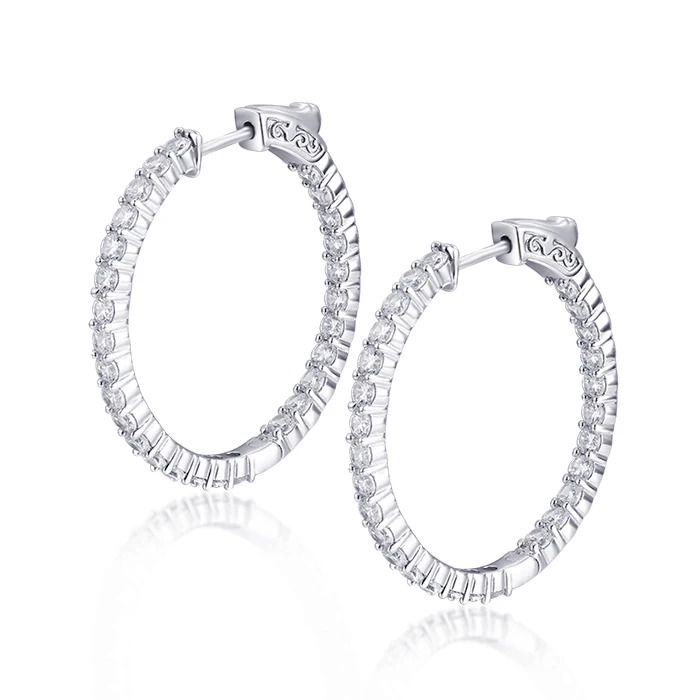 

Best Selling 925 Sterling Silver White CZ Oval Shape Diamond Huggie Hoop Earrings, As picture