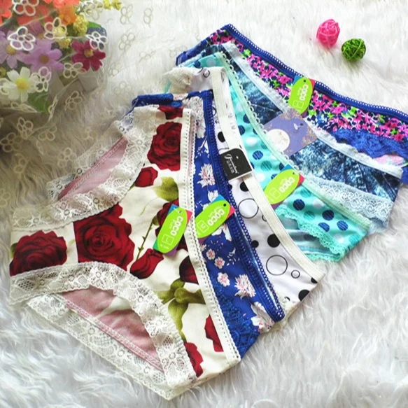 

Japanese and Korean style women Floral Panties panty underwear low waist sexy simple lace ladies briefs, Variety of colors