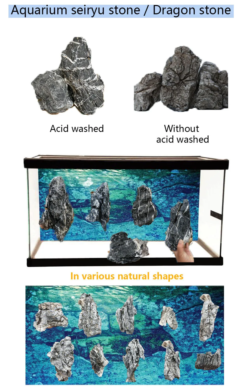 Blue Dragon Stone Aquarium Chinese Accessories Decoration Stone Black