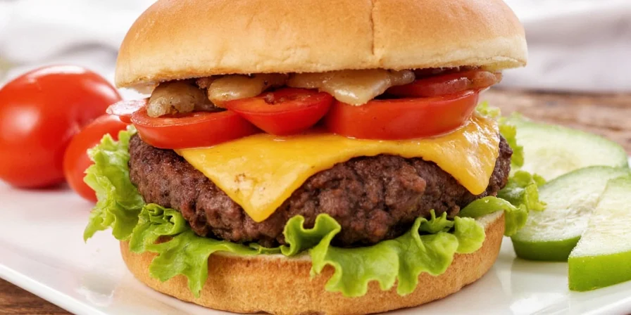 Final juicy seasoned burger served