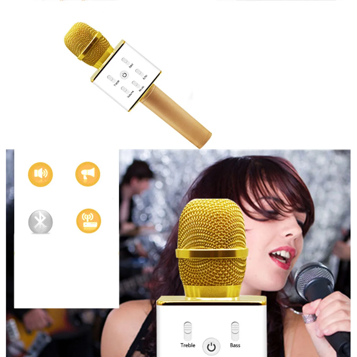

Q7 Handheld Microphone BT Wireless KTV With Speaker Mic Microfono Handheld For Smartphone Portable Karaoke Player