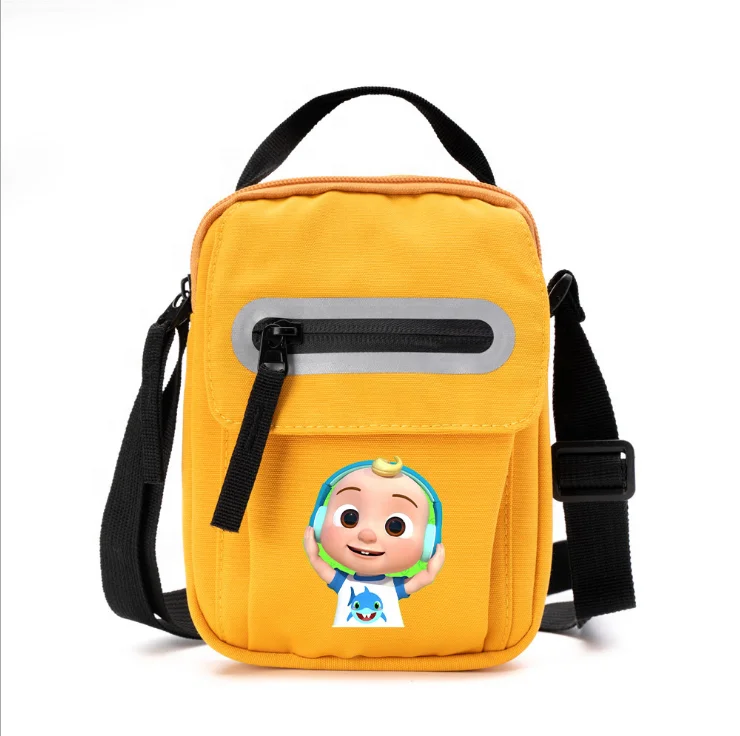 

QY CoCoMelon JJ little boy small square bag color cartoon simple fashion casual messenger bag canvas shoulder bag, Customized colors