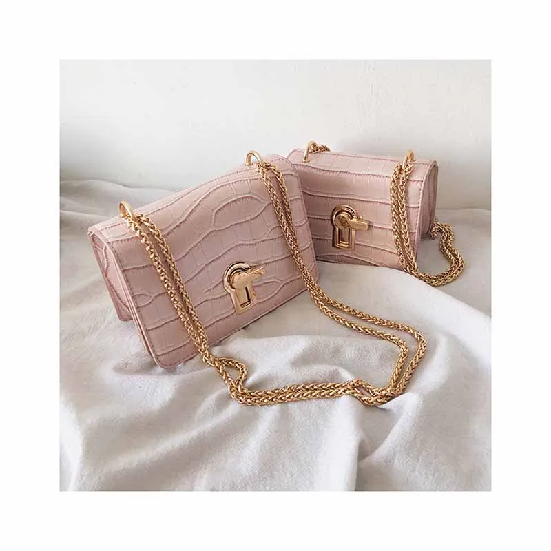 

2021 Texture Chain Summer Portable wallet Luxury Stone Solid Color Women Shoulder Bags Retro Small Square Sac Lock New Purses