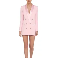 

A3482 Latest Design Winter Women Blazer Women Pink Blazer Double Breasted Elegant Blazer Femme