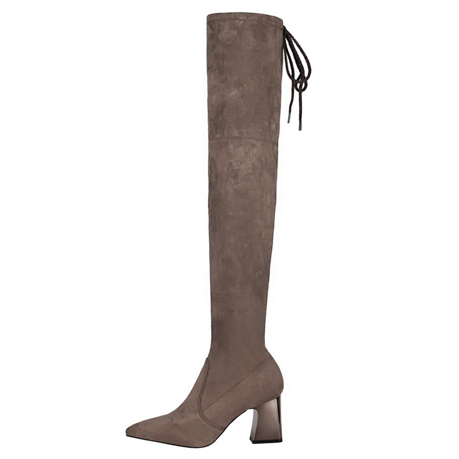 

New Arrival Women's Fashion Chunky Heel Pointed Toe Knee-High Boots Ladies Over The Knee Stretch Long Boots