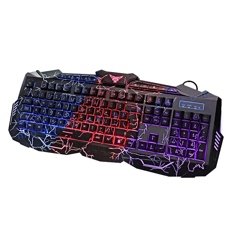 

M2 Hot OEM LED Tri-Color Backlit crack wired PC Computer USB game Gaming Keyboard and mouse combos RGB, Black