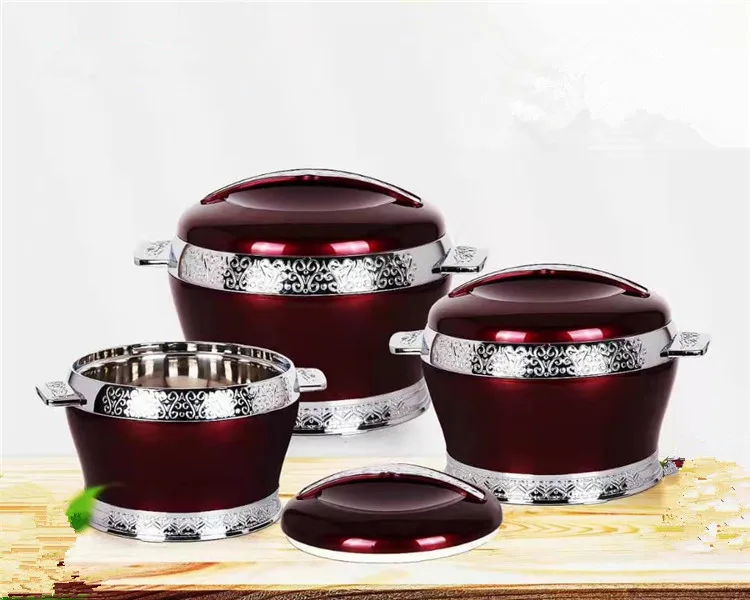 

New Arrival High Quality Round Drum Shape 2.5L+4.5L+6.5L 3PCS Set Stainless Steel Casserole Food Warmer Insulated