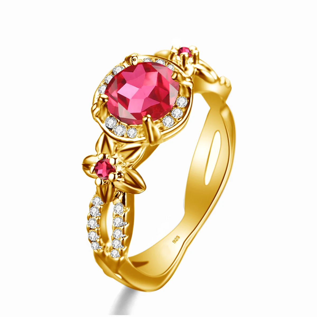 

Luxury Noble Fine Jewelry Cocktail Party Banquet Accessories Ruby Dainty 925 Sterling Silver rings jewelry women gold plated