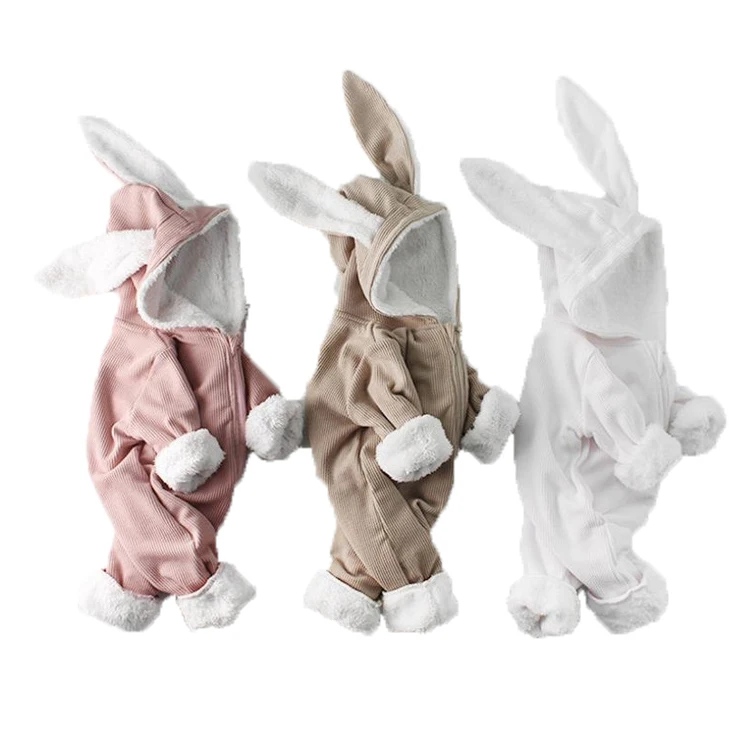 2019 Autumn winter cotton baby girls long sleeve Capped romper toddler boys thickening clothes