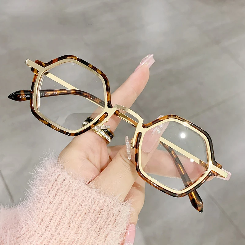 

9006 Newest Small Hexagon Glasses Frame Designer Vintage Anti Blue Light Glasses Women Men Eyeglasses Frame For Prescription