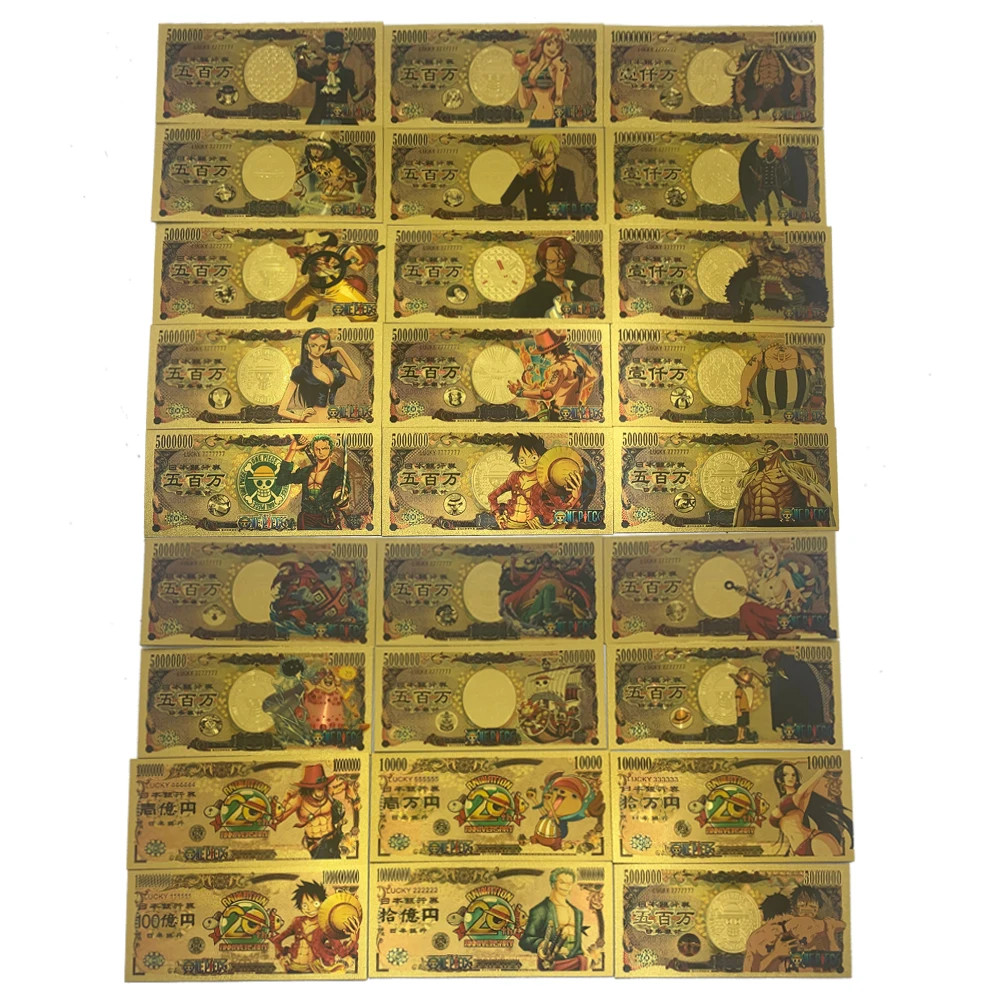 

Hot 27models Classical Japanese One Piece gold collection cards Sabo Luffy Zoro Anime figure collectibles tickets for fans