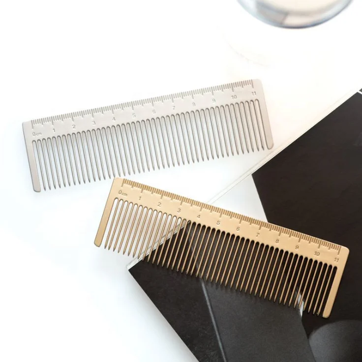 

High Quality Zinc Alloy Ruler Shape Makeup Comb Travel Comb Portable Pocket Comb Students Present