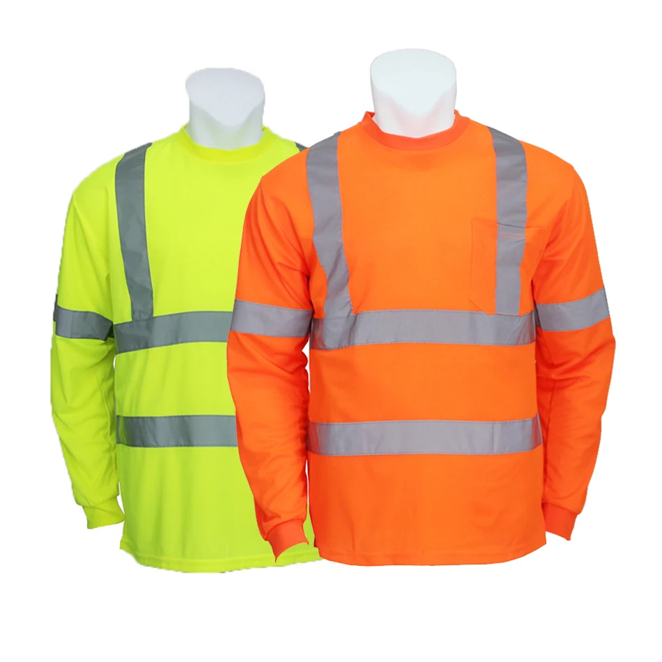 

Hotsale High Visibility Safety T-shirt Reflective Long Sleeve T-shirt With Pocket Safety Shirt