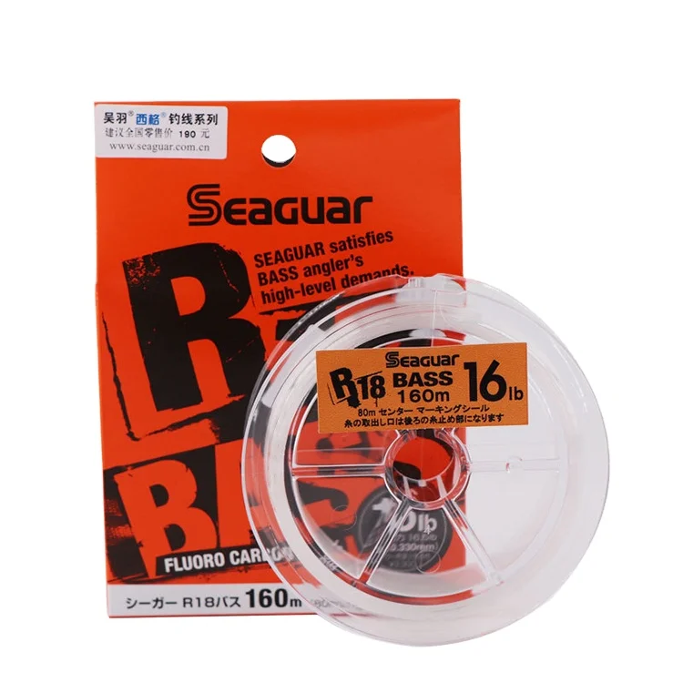 

Seaguar R18 BASS 160m 100% fluorocarbon fishing line Japan fiber Leader line with strong strength, Transparent