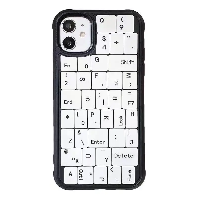 

3D cartoon keyboard phone cover For Phone 12 11 Pro Max Mini X XR XS Max 6 6s 7 8 Plus