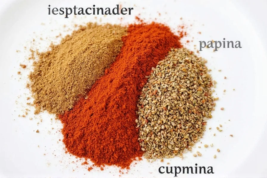 Homemade spice blend ingredients including coriander, paprika, and cumin seeds for creating cumin substitute