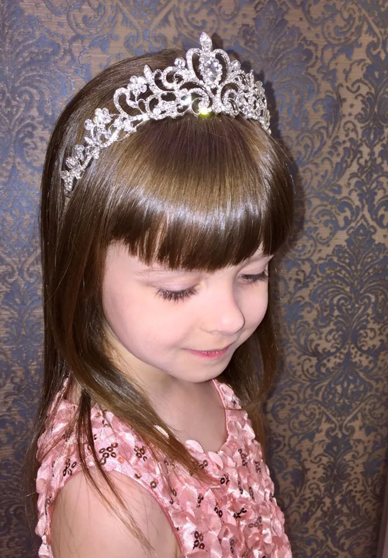 Rhinestone Crystal Heart Hair Band Kid Girl Bridal Princess Crown Headband S8B2 