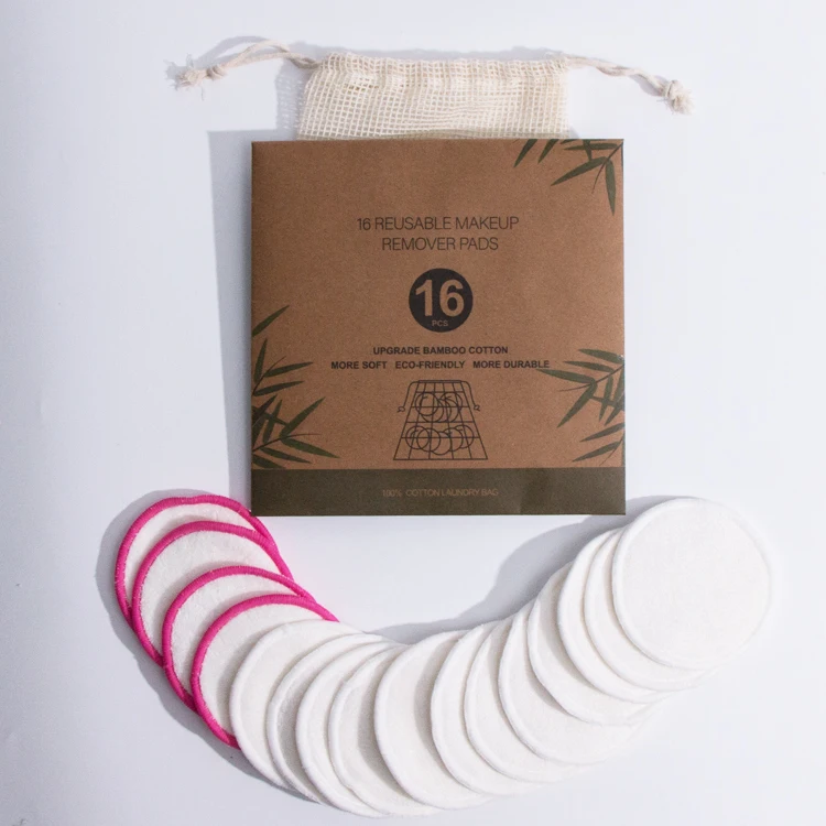 

12 Pcs Washable Eyelash Bamboo Reusable Make Up Remover Pads, Black, gray, green, white