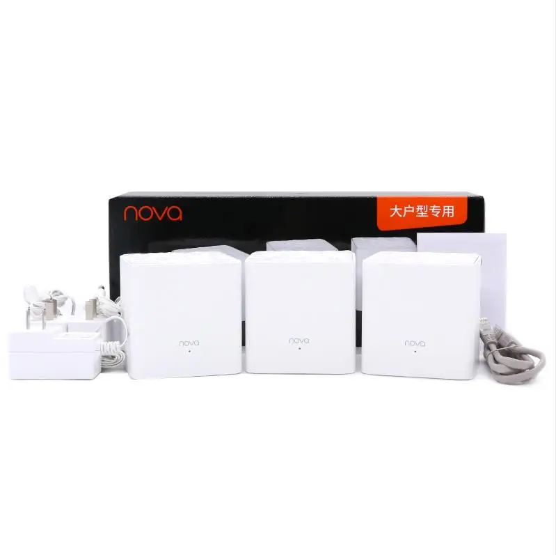 

Tenda MW3 three packs nova wireless repeater home gigabit dual band AC1200M high 80211AC intelligent network mesh wifi router, White