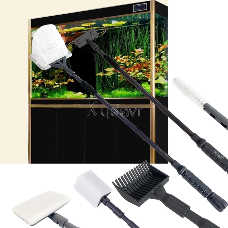 

Fish Tank Cleaning Tools Kit Fish Net Brush Angle Scraper Sponge Six in One Aquarium Clean Tool