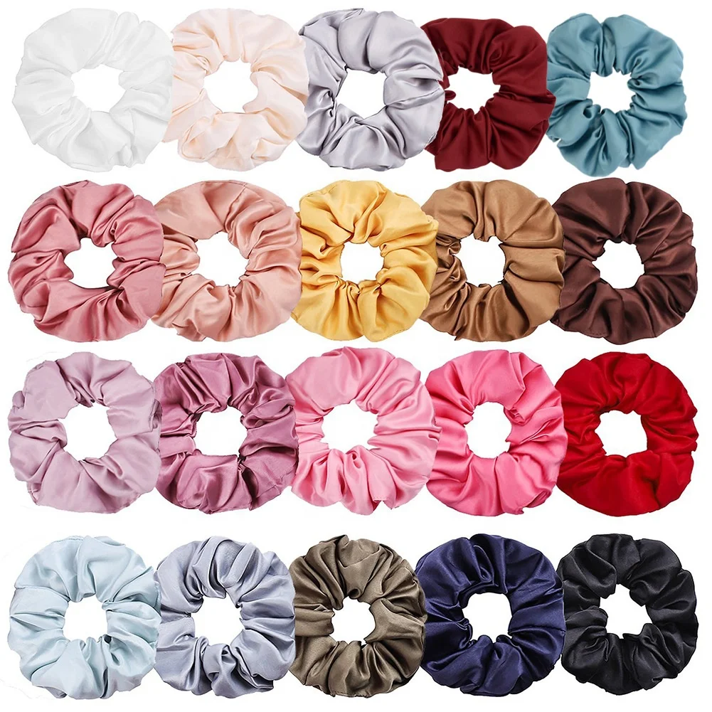 

Solid color Scrunchies for women hair ties matte satin tiled hair accessories