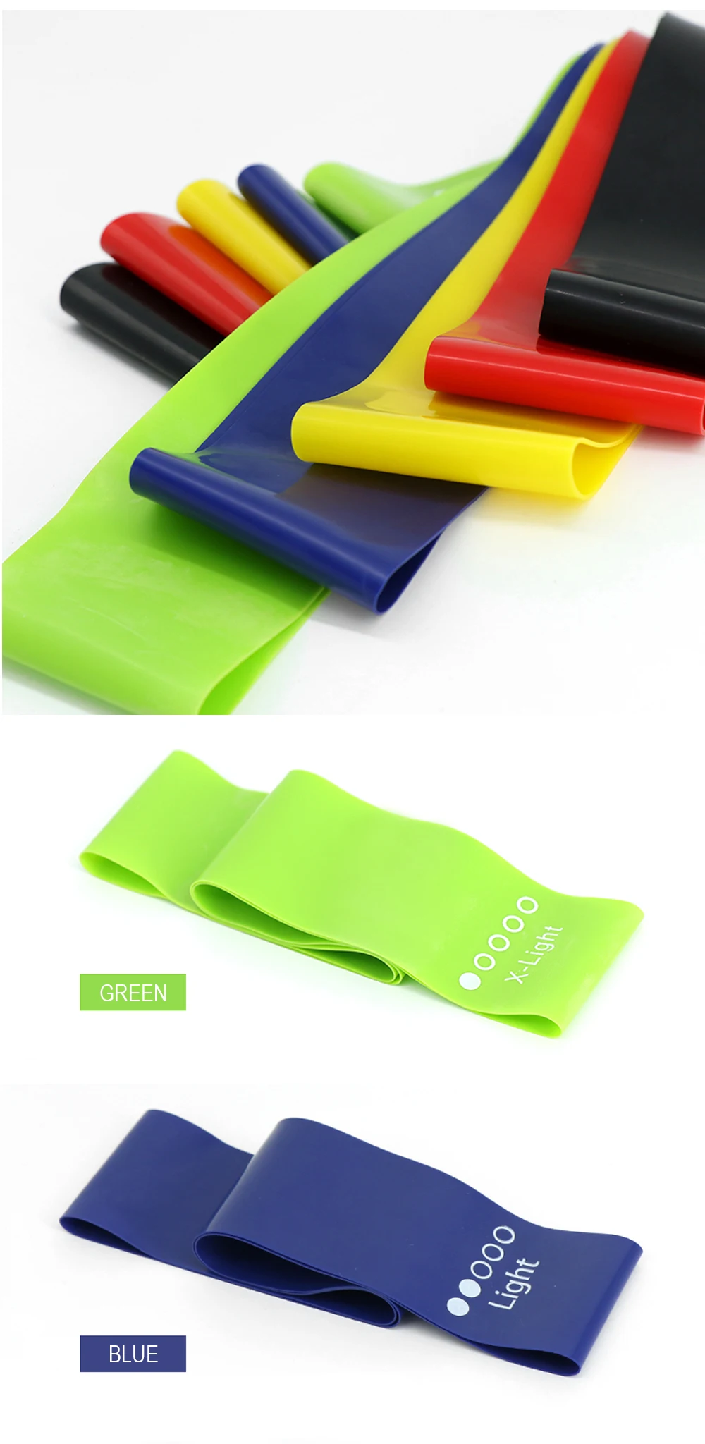 LangChi High Quality Exercise Mini Latex Yoga Custom Printed Logo Resistance Band Set/ Loop Fitness Resistance Bands